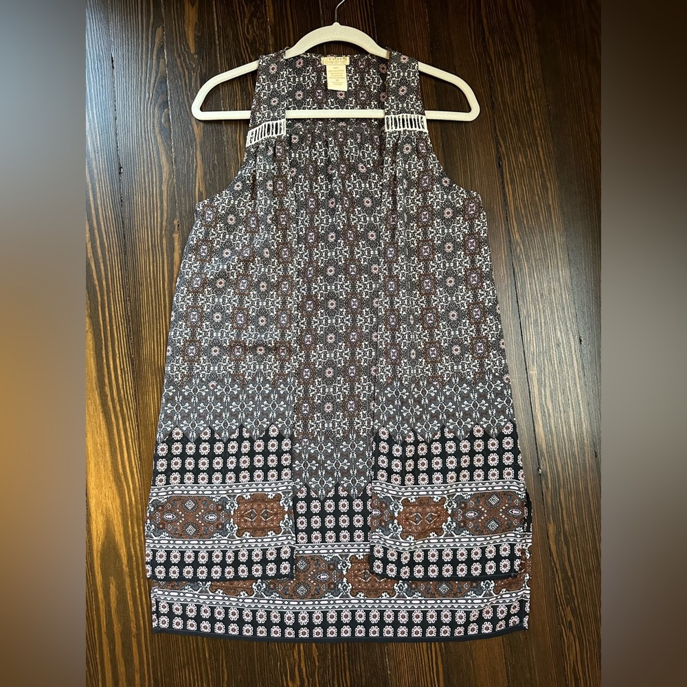 Floral Geometric Sleeveless Duster